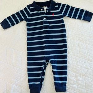 6m navy striped boy one pieces